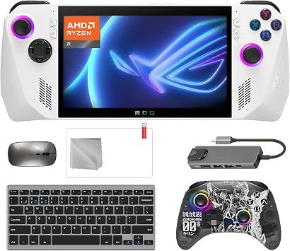 ASUS ROG Ally 1TB SSD Gaming Handheld 7-inch Touchscreen 120Hz FHD 1080p AMD Ryzen Z1 Processor, Zero-Kirin Wireless Pro Controller, Hub, Keyboard & Mouse Combo, 7 in 1 Bundle