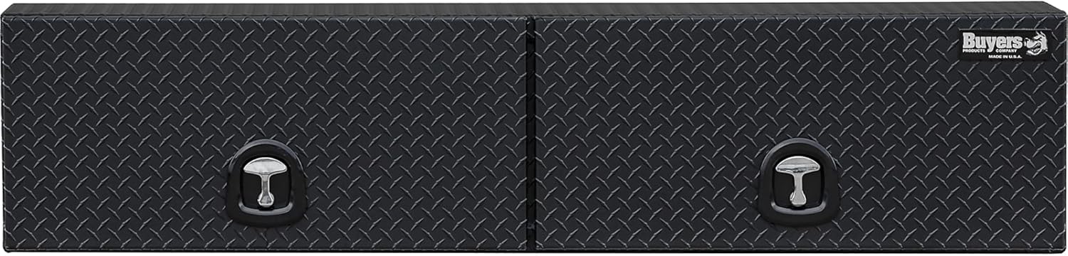 18x16x72 Inch Matte Black Diamond Tread Aluminum Topsider Truck Box with Flip-Up Doors