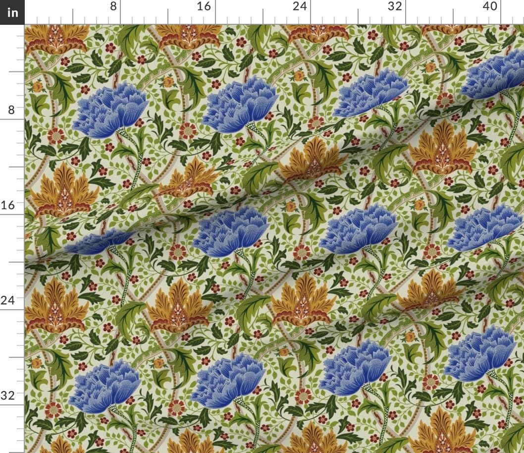 Spoonflower Fabric - William Morris Victorian Arts and Crafts Windrush Vintage Floral Printed on Petal Signature Cotton Fabric Fat Quarter - Sewing Quilting Apparel Crafts Decor