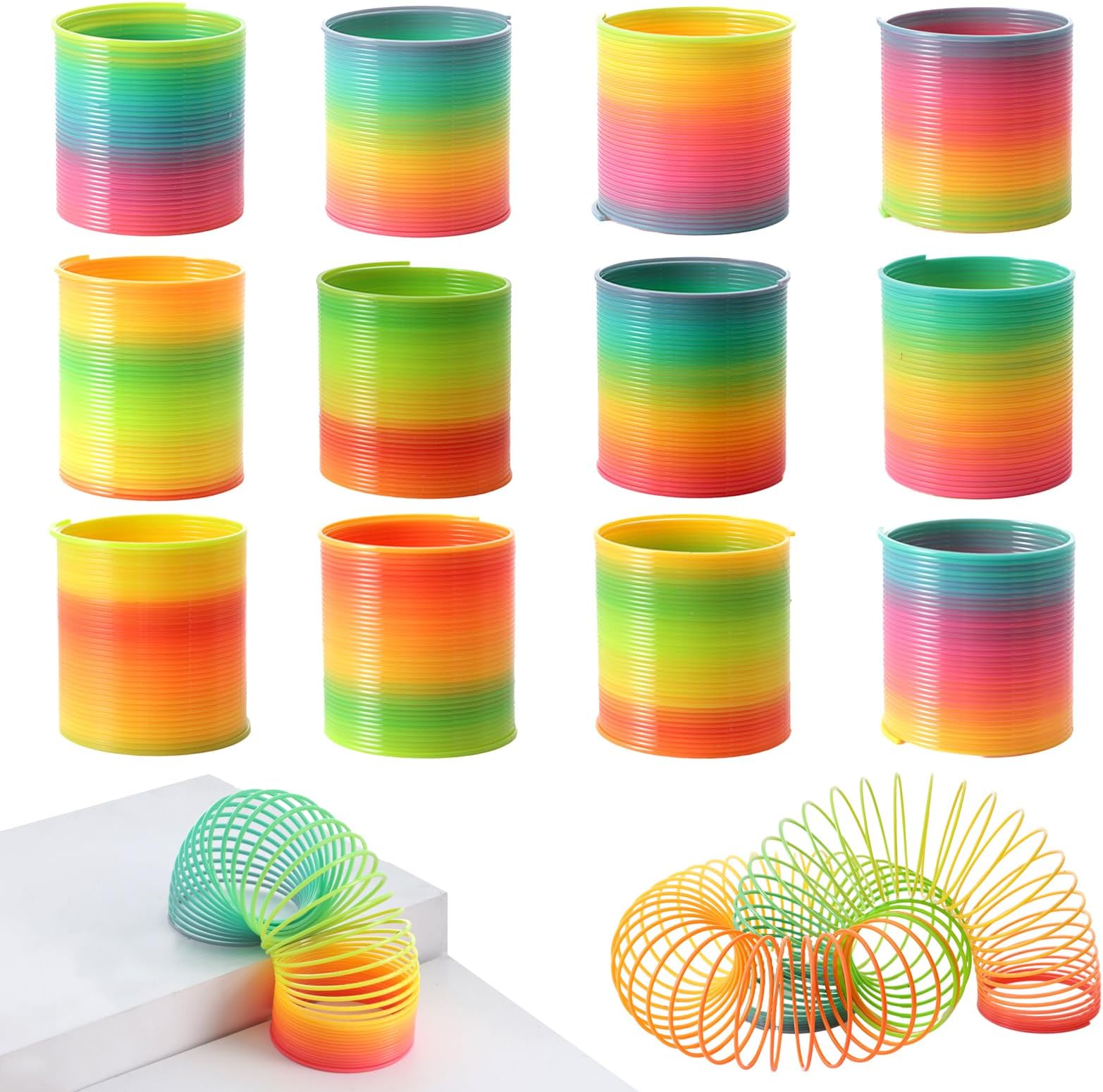 Johouse Magic Rainbow Springs Circles Slinky Rainbow Children Toys Party Favors,12 PCS