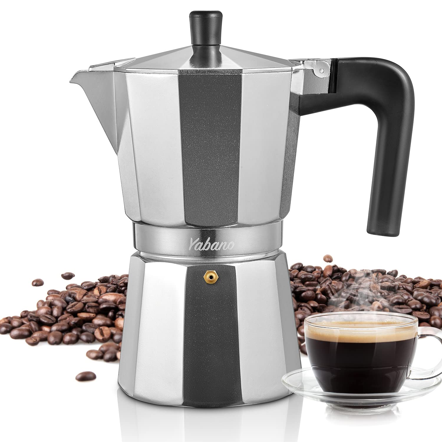 Yabano Stovetop Espresso Maker 3 Cups Moka Coffee Pot Italian Espresso for Gas or Electric Ceramic Stovetop Italian