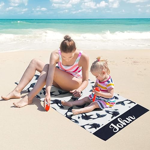 Miniatura 4 de Toalla de playa personalizada con nombre para niños, mujeres y hombres, toalla de baño para viajes, camping, 30 x 60 pulgadas, 2 lados impresos