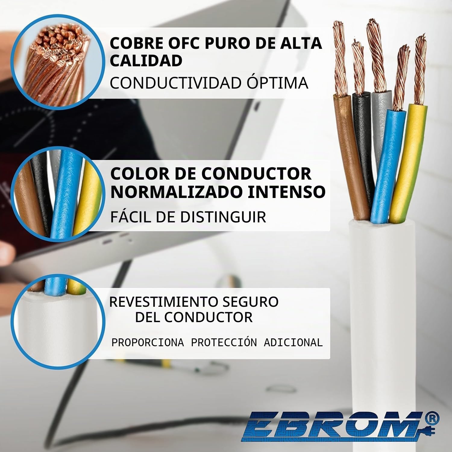 Manguera de 25 metros cable H05VV-F 5 G1,5 mm² – 5 x 1,5 mm² – Blanco – 25 m – 25 m – blanco | Cable flexible redondo 5 x 1,5 mm2, 5 hilos, por ejemplo, para motores eléctricos, máquinas o equipos de taller
