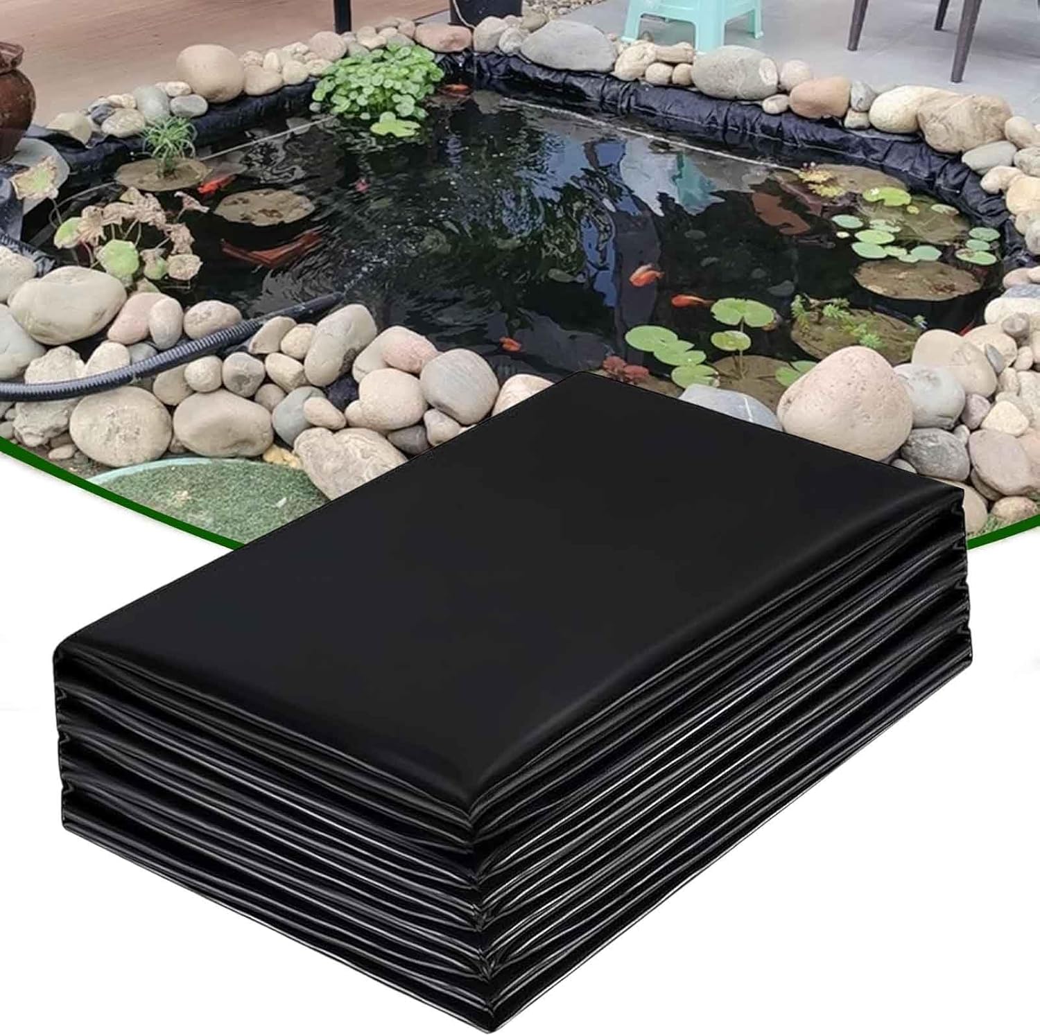 Pond Liner - 7x8m 7x10m 7x12m 8x10m 8x12m 10x10m 10x12m 10x15m Fish Pond Liners for Outdoor Ponds, 5 Soft Pond Lining for Koi Pond Liners, Garden Water Fountains,