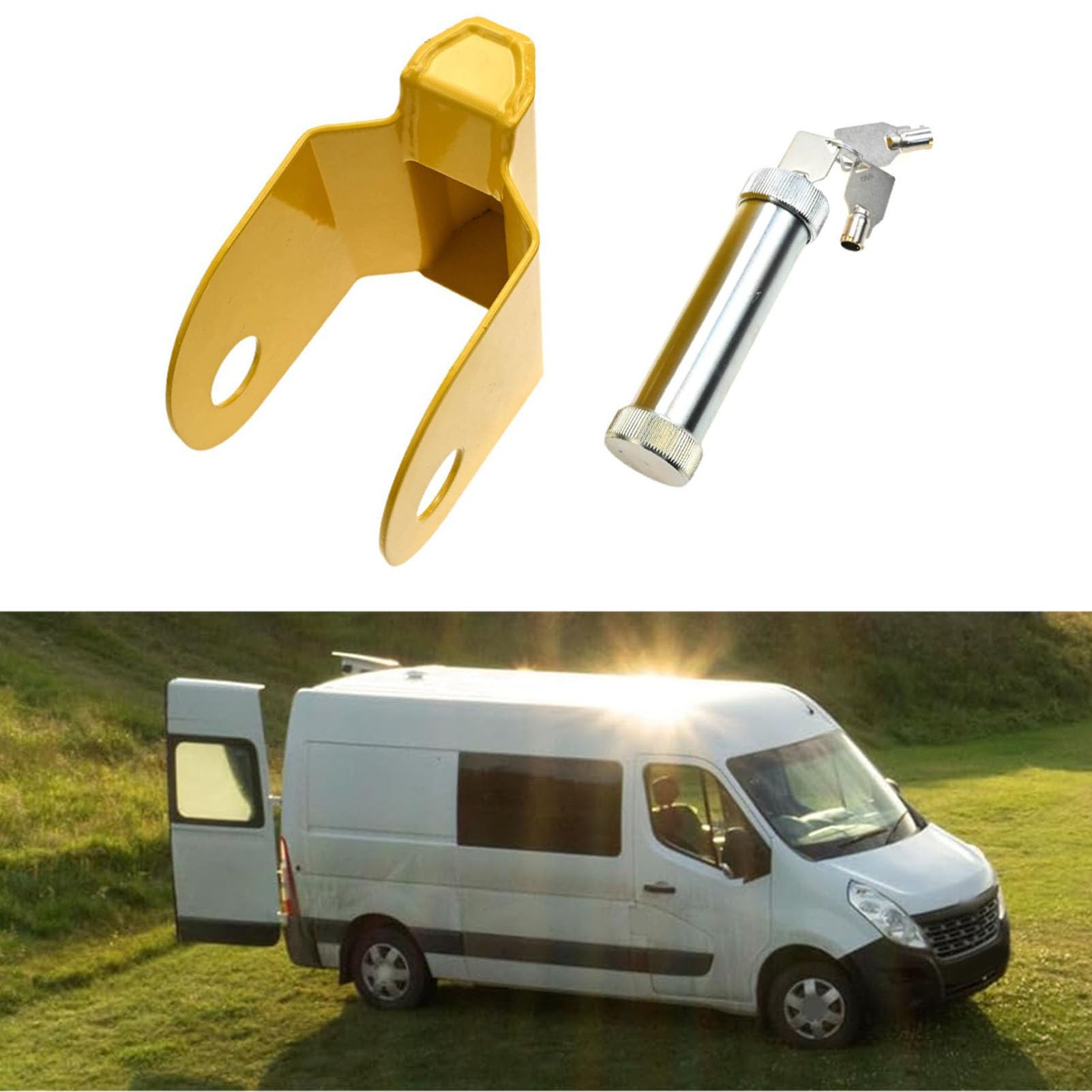 ASHATA Serrure Antivol D'attelage de Remorque, Serrure Robuste en Alliage de Zinc pour Camions, Couleur Jaune Vif pour la visibilité, Compacte et Portable avec 3 Clés