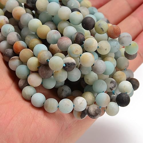 Miniatura 5 de Cuentas sueltas redondas naturales de amazonita colorida de 0.315 in para hacer joyas DIY, 1 hebra de 15 pulgadas