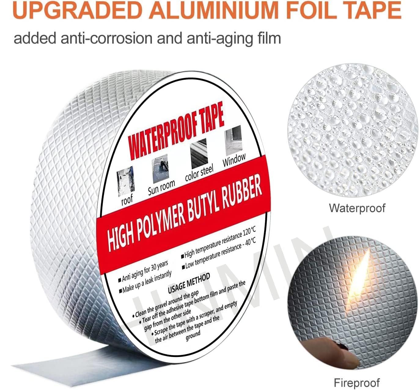 MADRIC Leakage Repair Waterproof Tape for Pipe Leakage Roof Water Leakage Solution Aluminium Foil Tape Waterproof Adhesive Tape Sealing Butyl Rubber Tape for Leakage (5CM*5M (PACK OF 4) 1