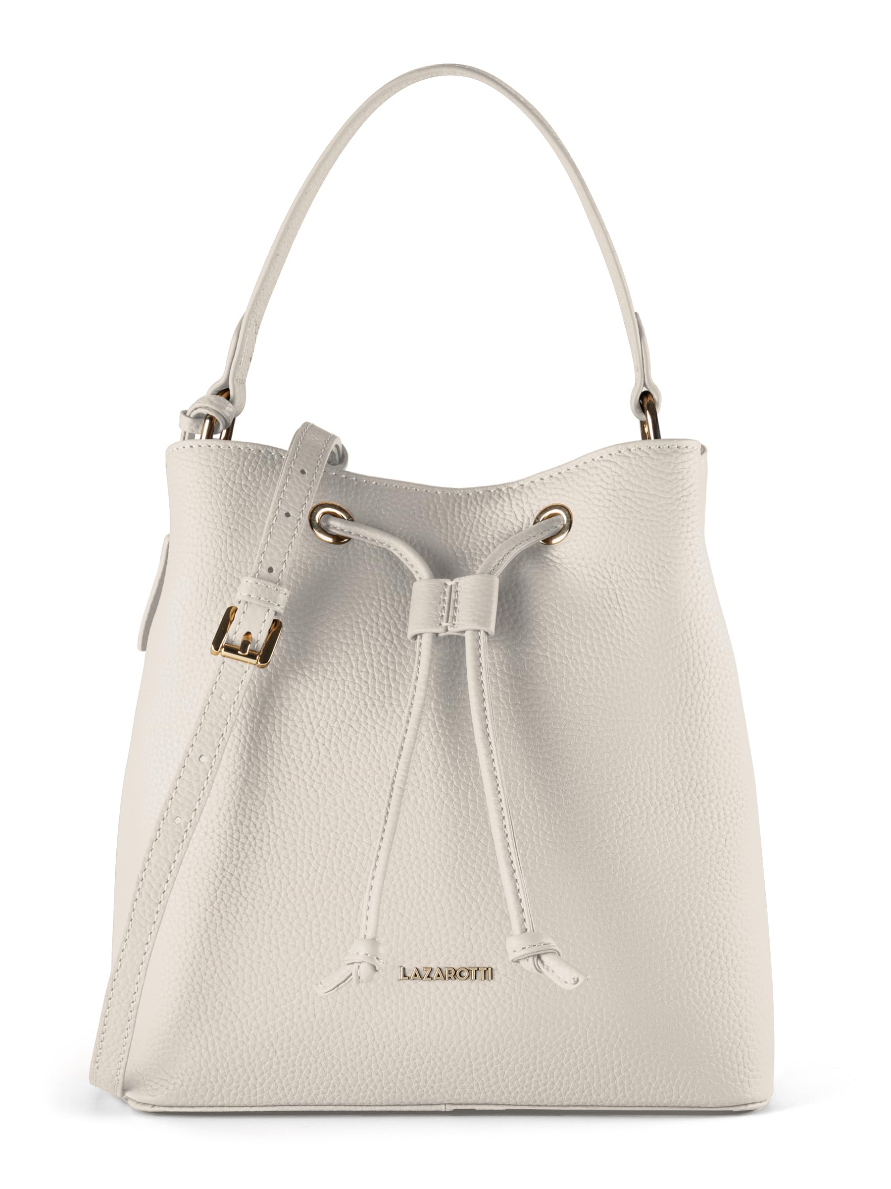 Lazarotti Bologna Damen Henkeltasche aus Echt-Leder | Handtasche mit abnehm- & längenverstellbaren Trageriemen | Bucket Bag 25 cm