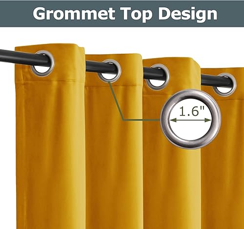 Miniatura 2 de Frelement Cortinas de terciopelo de 144 pulgadas de largo, cortinas de oscurecimiento de habitación para ventanas altas, paneles de ventana con