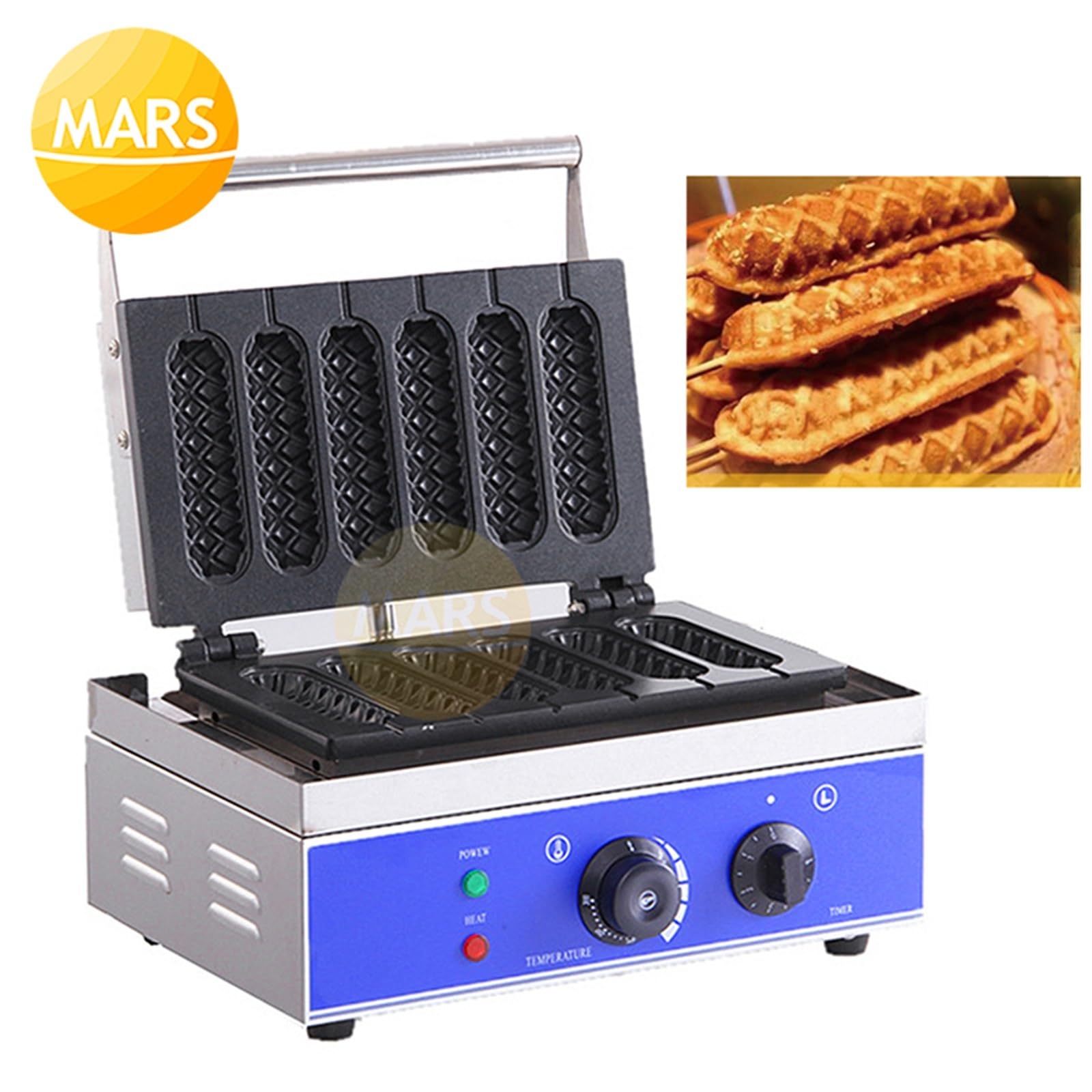 Frytkownice, Maszyna do przekąsek Francuski Muffin Hot Dog Gofrownica Elektryczna 6 szt. Chrupiące gofry kukurydziane z powłoką nieprzywierającą pieczenia kiełbasek