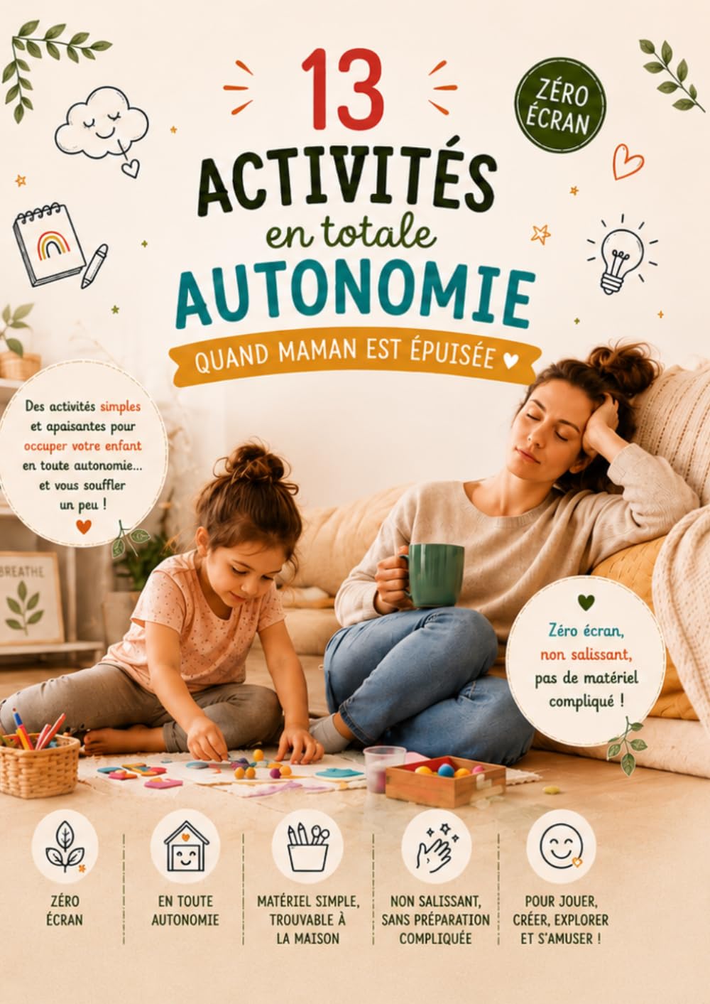 13 activités ultra simples et 100 % autonomes: occuper votre enfant sans écran, sans stress et sans salissures. (Cahier d'activité sans écran)