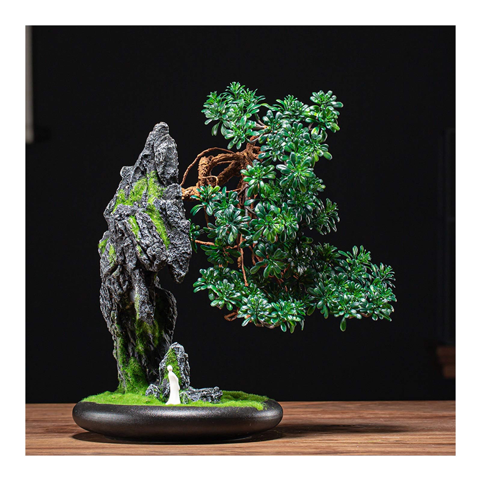 Piante Bonsai Artificiali,Sculture in Ceramica,Decorazione da Scrivania,Pianta Artificiale,Albero Finto per La Decorazione di Casa E Ufficio.(Verde,Rosso,Nero)