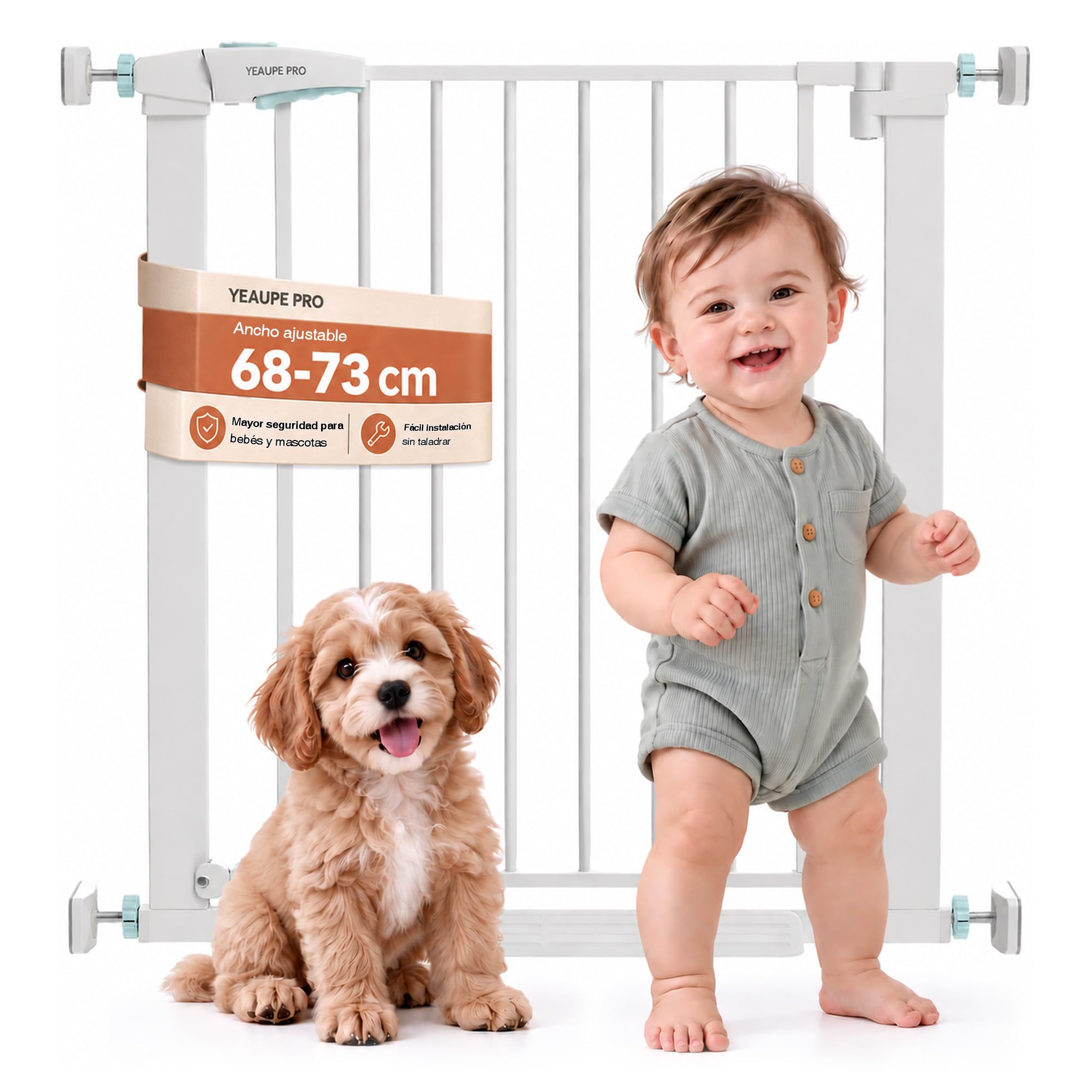 YEAUPE PRO Safety Barrier Children Ladder Pressure, 68-73 cm, Whi...