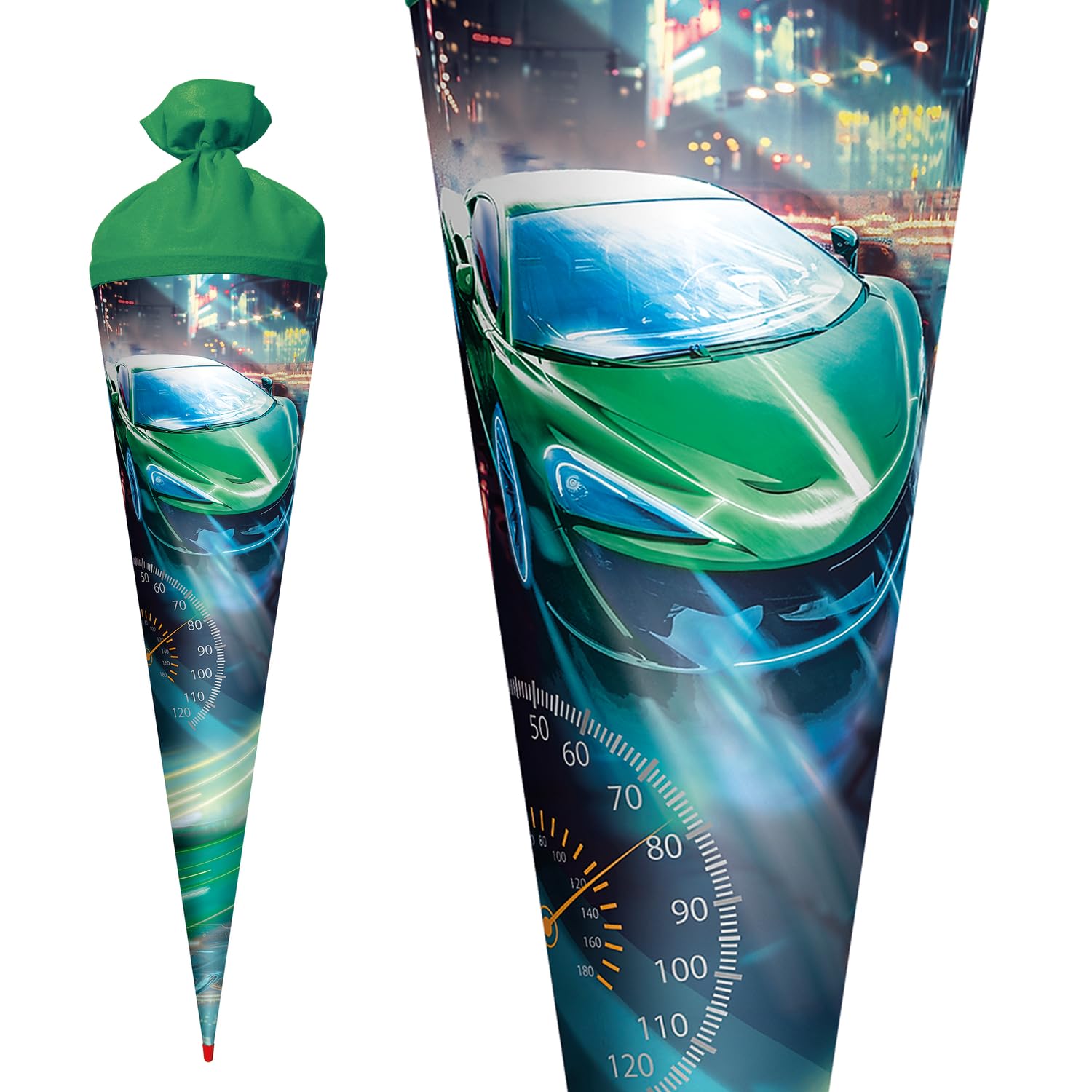 ROTH Cornet Surprise Racing - 70 cm - Rond - avec Fermeture en Feutre - Emballage Cadeau pour la rentrée des Classes