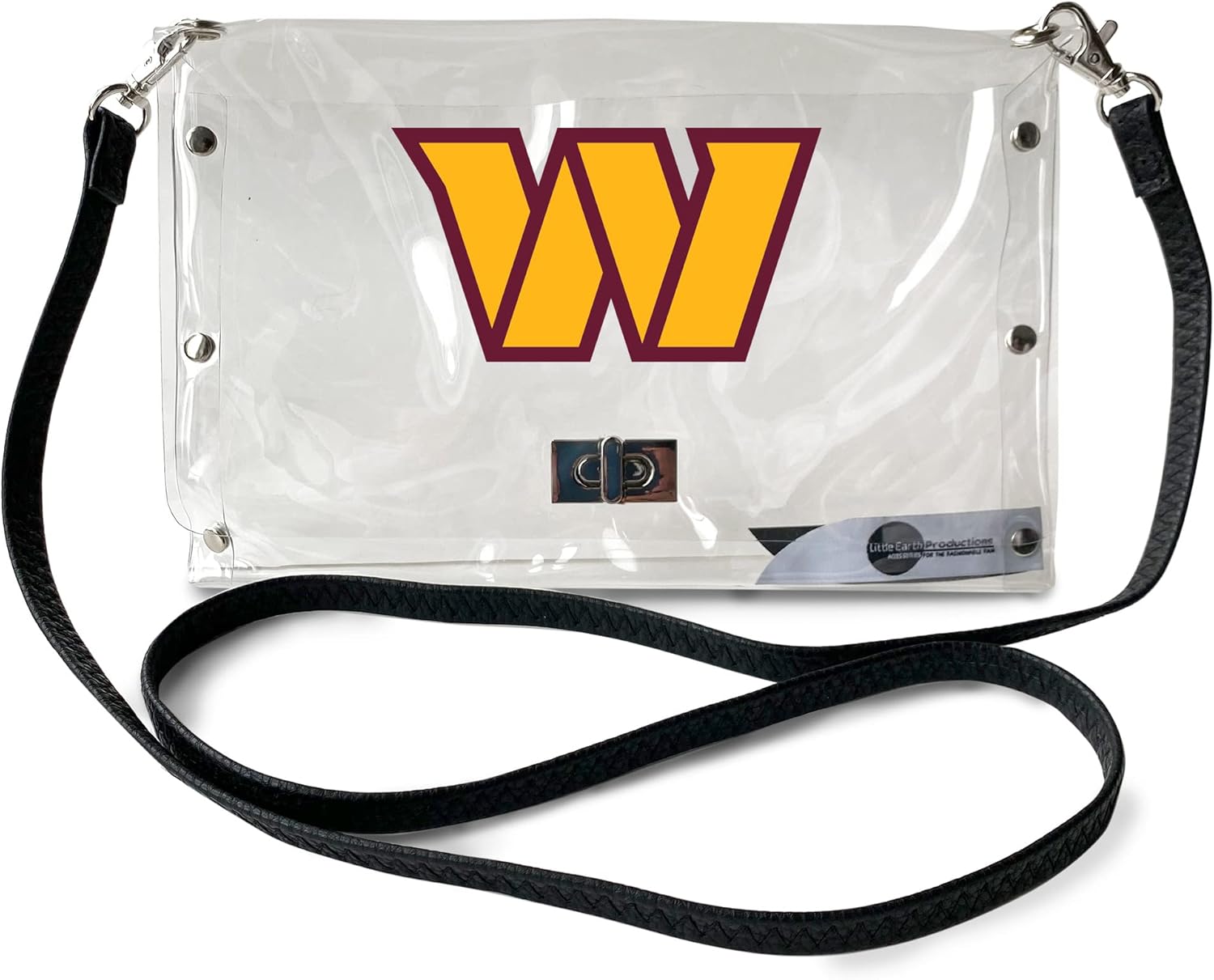 Littlearth womens NFL Clear Envelope Purse With Black Fashion Strap