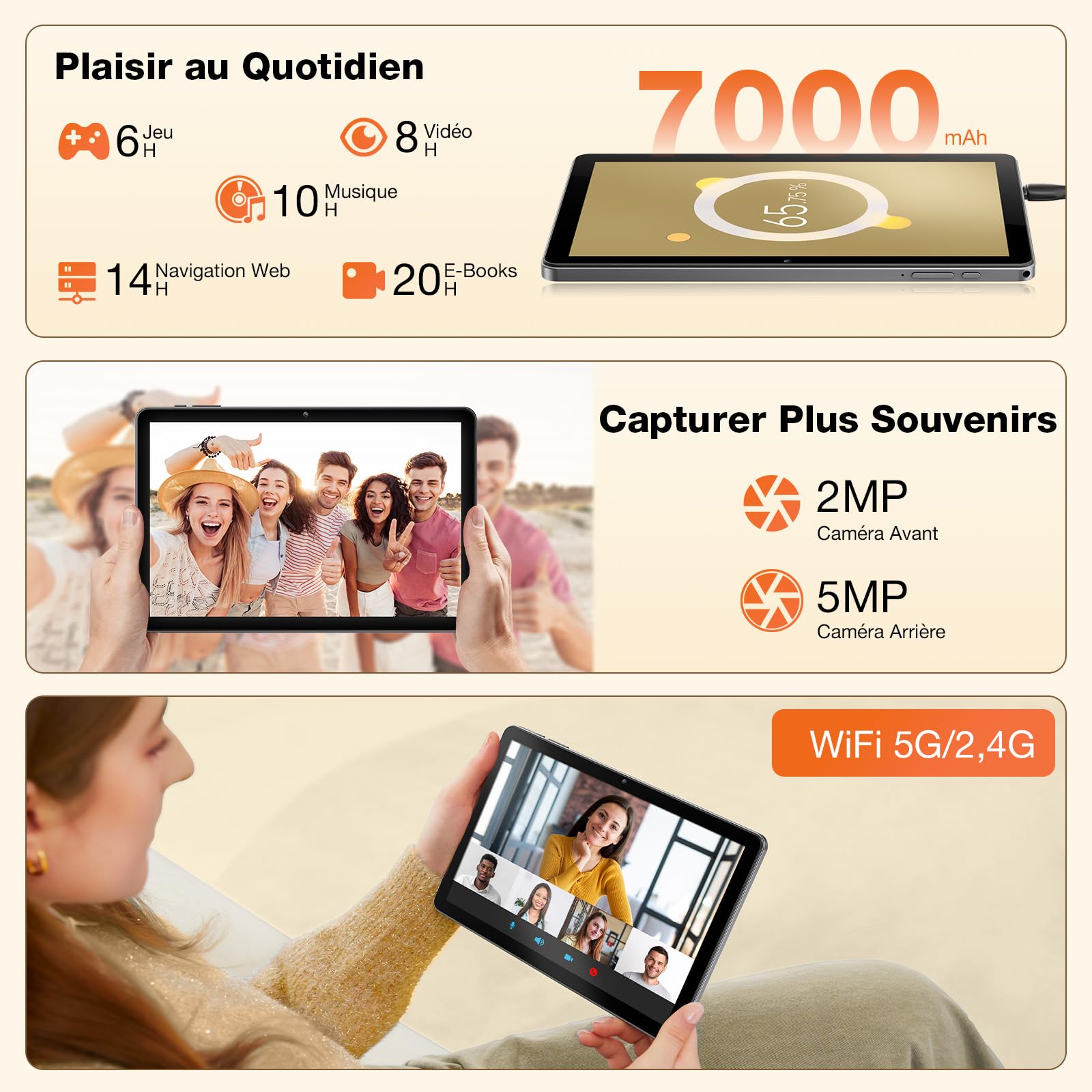 Android 16 Tablette 10 Pouces avec Clavier, Souris & Stylet, CPU Unisoc T606, 26 Go RAM + 128 Go ROM + 1 TO TF, Écran IPS HD 1280x800, Caméra Double, 7000 mAh, WiFi 6, BT 5.0, Widevine L1 (Étui Bleu)