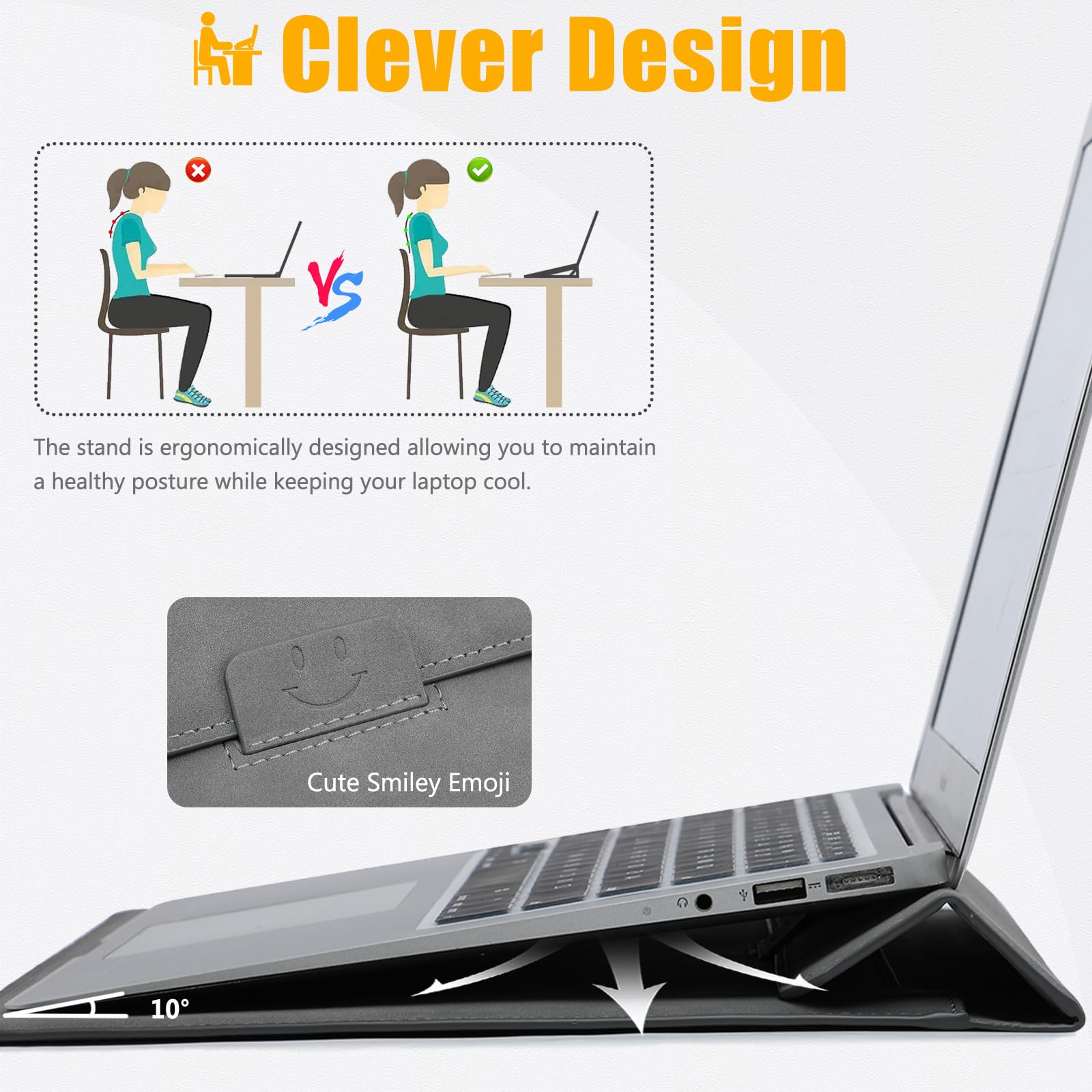 HYZUO 15 Inch Laptop Sleeve Case with Stand for MacBook Air 15 M4 A3241 M3 A3114 M2 A2941 2025-2023, 15