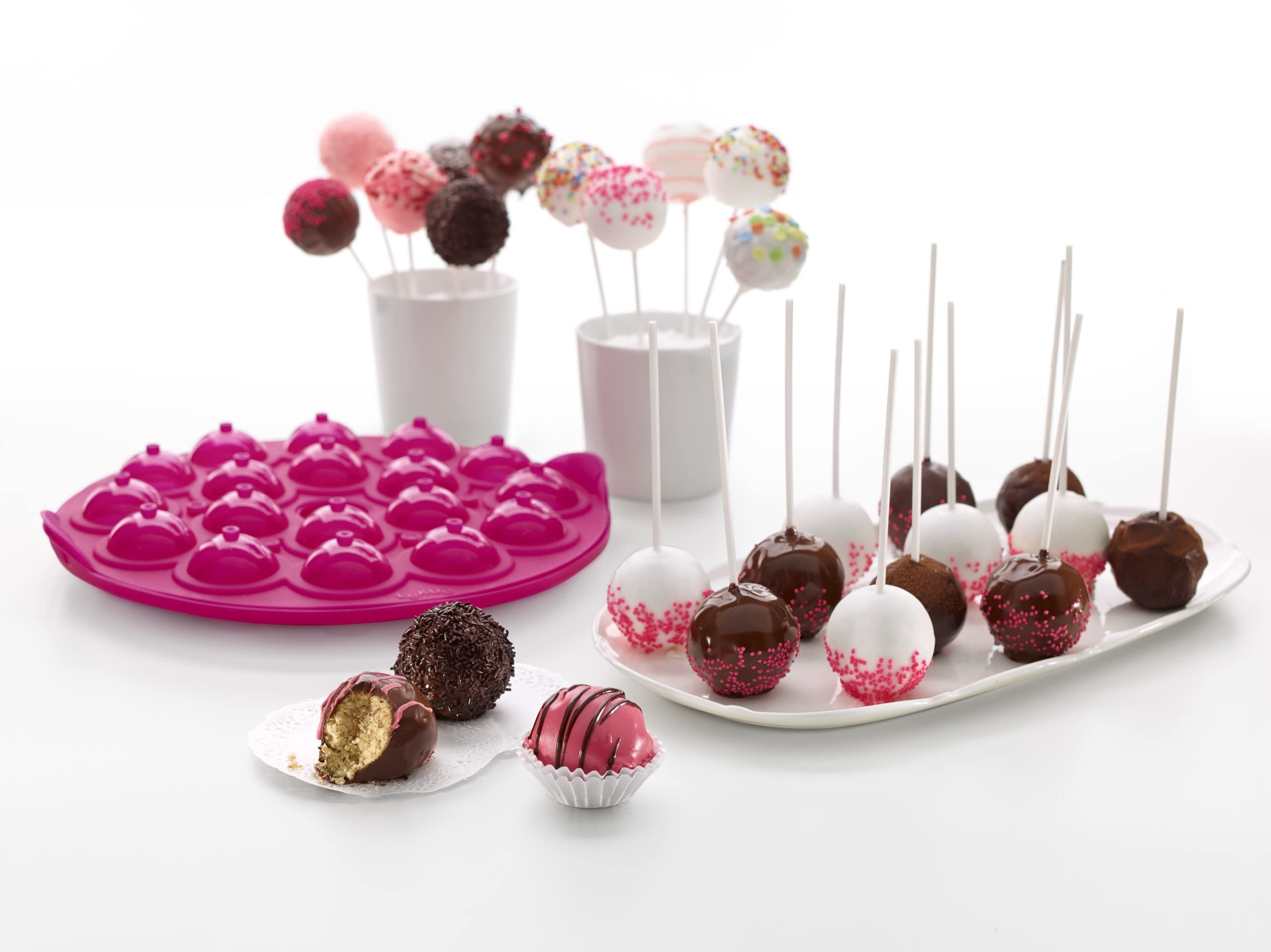 Lékué Cake Pop moule 18 Cavité Silicone 45 x 35 x 25 cm Rose