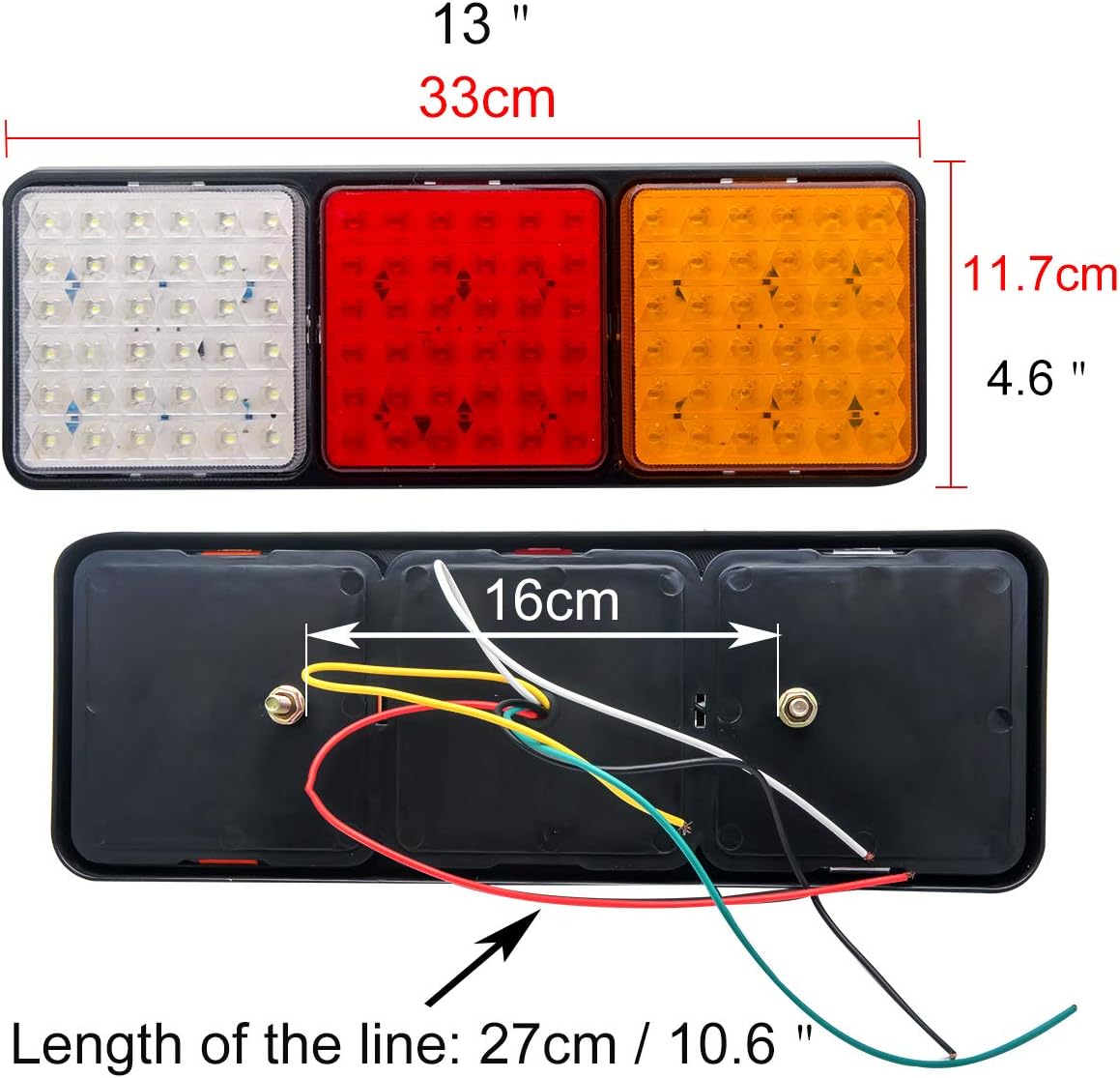 MACHSWON 2PCS Trailer Tail Light Kit 108 LED Running Brake Turn Signals Reverse Lights Waterproof IP67 for 24V Truck RV UTV Camper Van Boat
