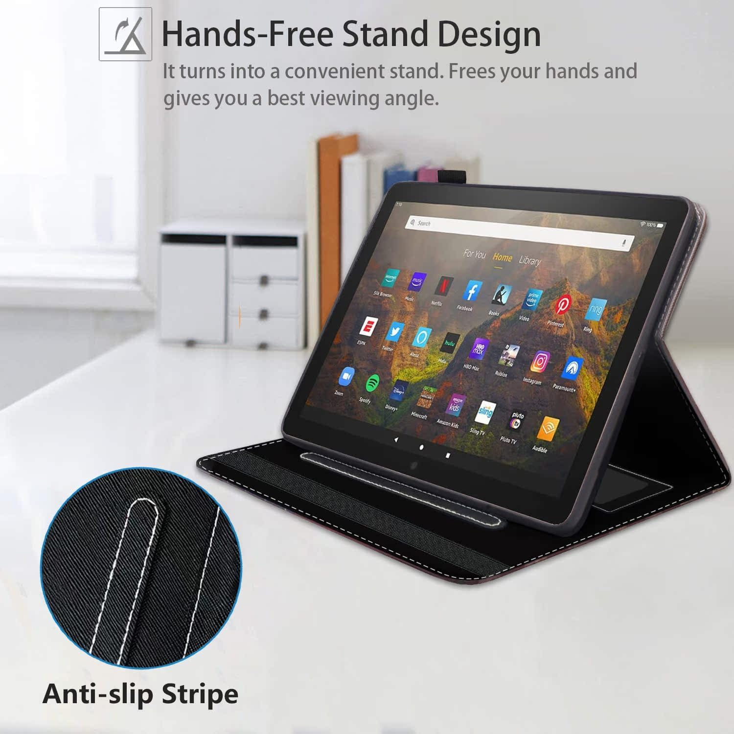 Case for Amazon Kindle Fire HD 10 & 10 Plus Tablet 10.1" (13th/11th Generation, 2023/2021 Release) - PU Leather Folio Case with Smart Auto Wake/Sleep, Leopard Print