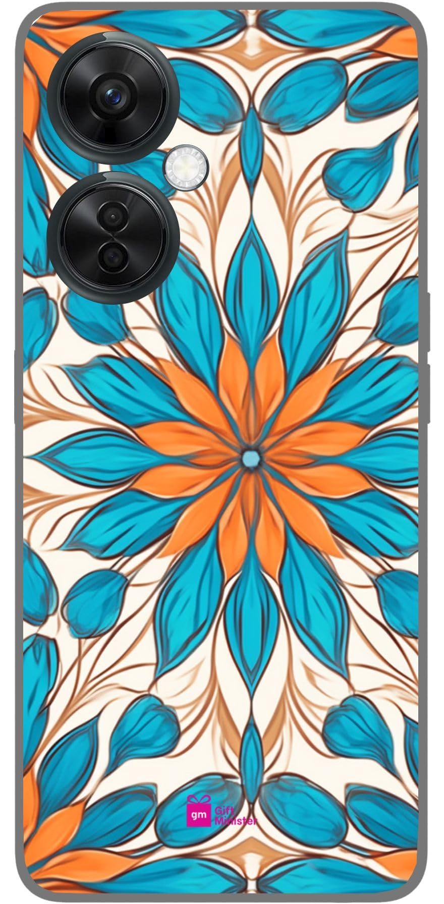 Gift Minister Silicone Designer Cover for One Plus Nord Ce 3 Lite 5G Salmonnone - Moroccan Flower Pattern Art Flexible Protective Camera Protection Clear Anti-Slip Comfortable Grip 1Pcs 1696D