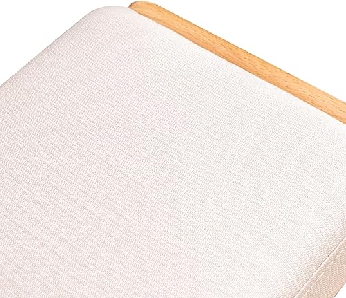 Miniatura 5 de Banco de zapatos, banco de entrada de madera de haya natural con cojín de esponja de alto rebote y almacenamiento de 2 niveles, taburete de