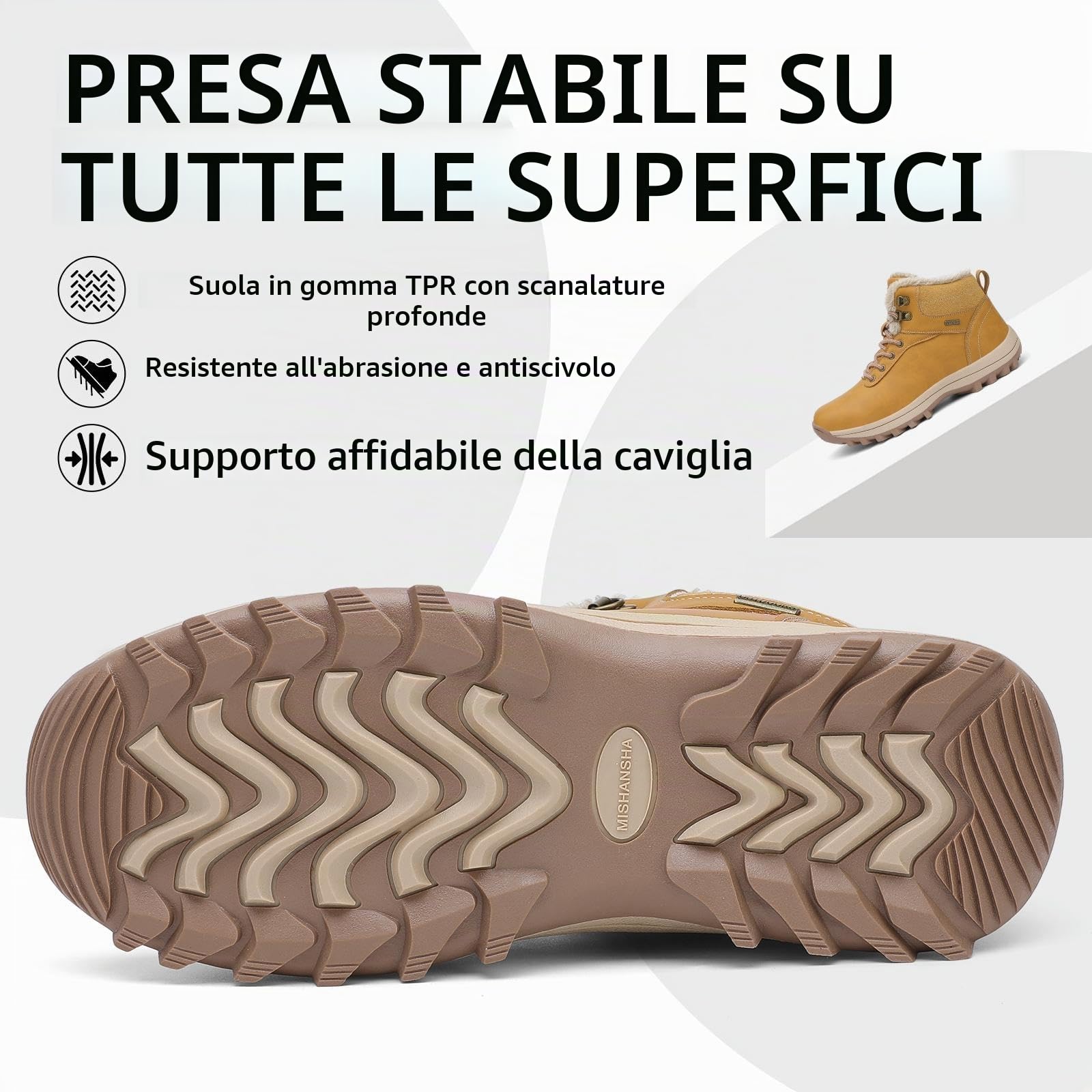 Mishansha Stivali Uomo Donna Invernali Impermeabili Stivaletti Neve Antiscivolo,Gr.36-48