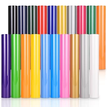 IModeur 20 Pack Heat Transfer Vinyl Sheets - 30.5 x 20 cm Iron on Vinyl for Silhouette Cameo, HTV Vinyl Bundle for Shirt, Clothes, Hats, Pants, Other Fabric