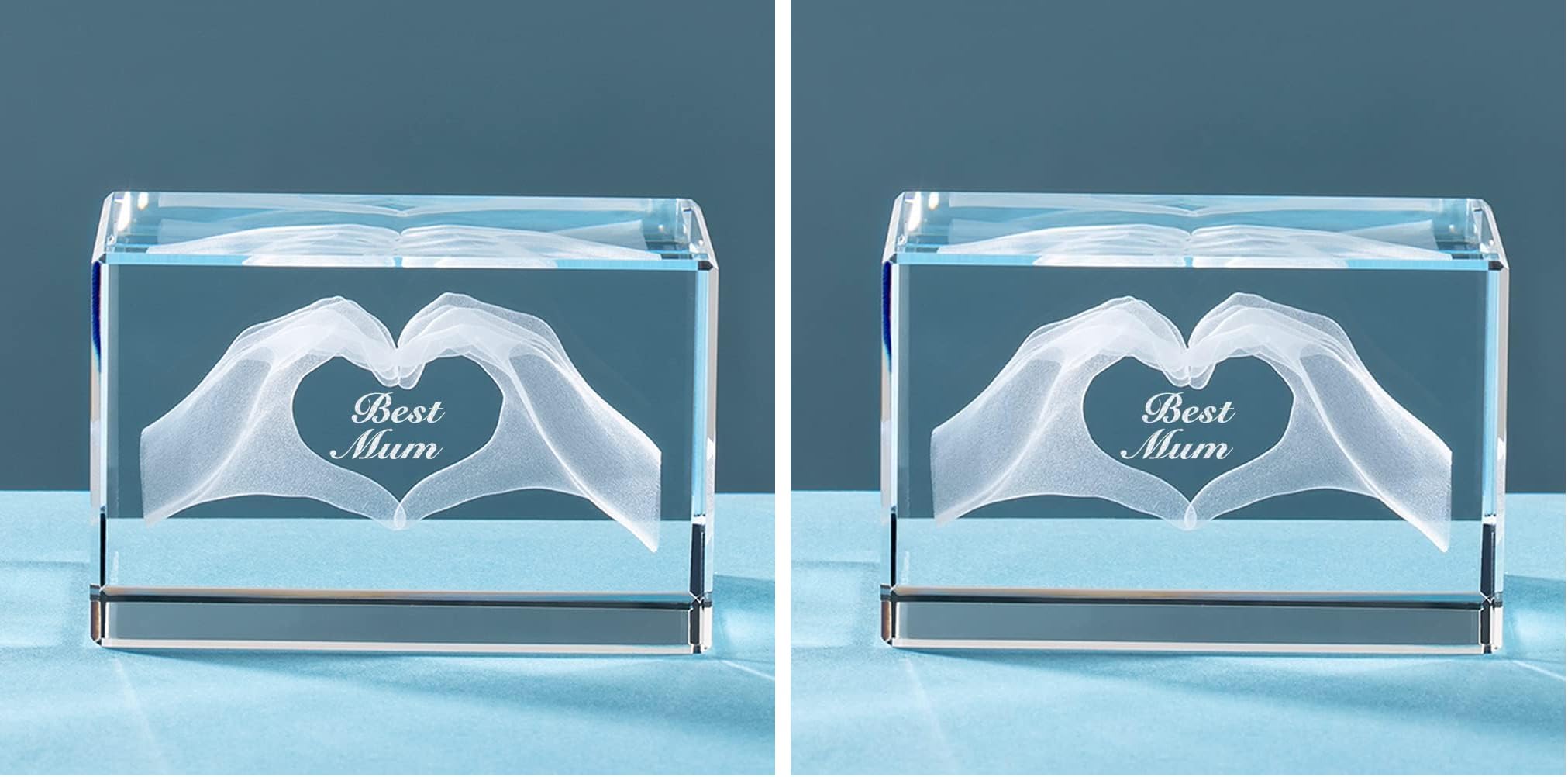 ERWEI Crystal Gifts for Mum Engraved with Best Mum in Cube Glass Figurines for Mother, Mummy, Mom, Birthday Gifts for Mum from Daughter or Son (Pack of 2)