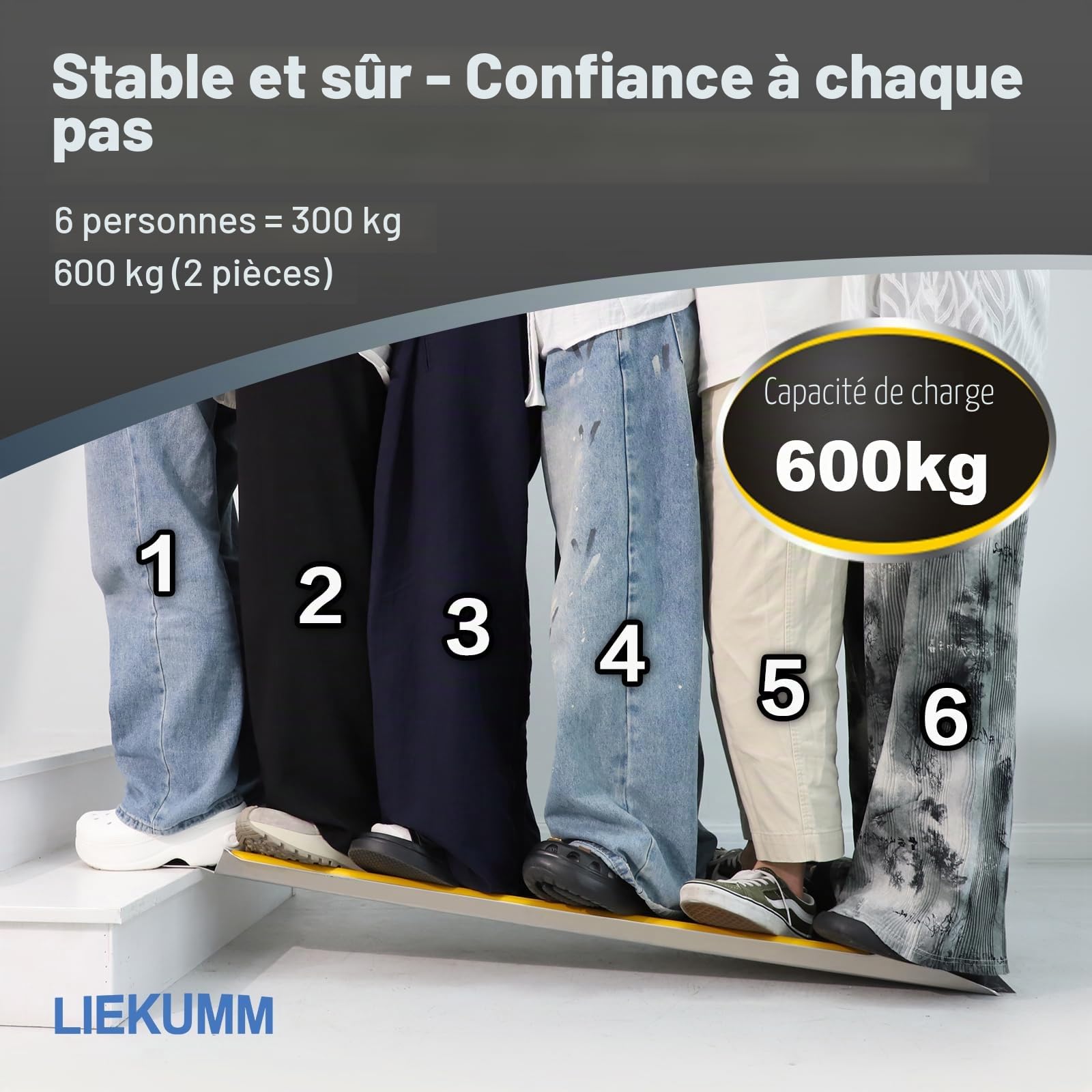 LIEKUMM Lot de 2 rampes d'accès - Charge maximale : 600 kg - 120 x 28 cm - En aluminium - Pour remorque, moto, quad, voiture, vélo
