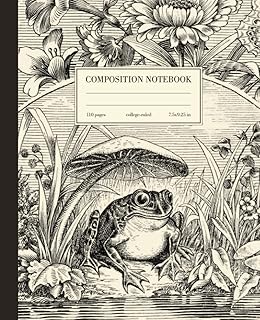 Composition Notebook College Ruled: Frog & Mushroom Vintage Illustration | Cute Cottagecore Aesthetic Journal For School, ...