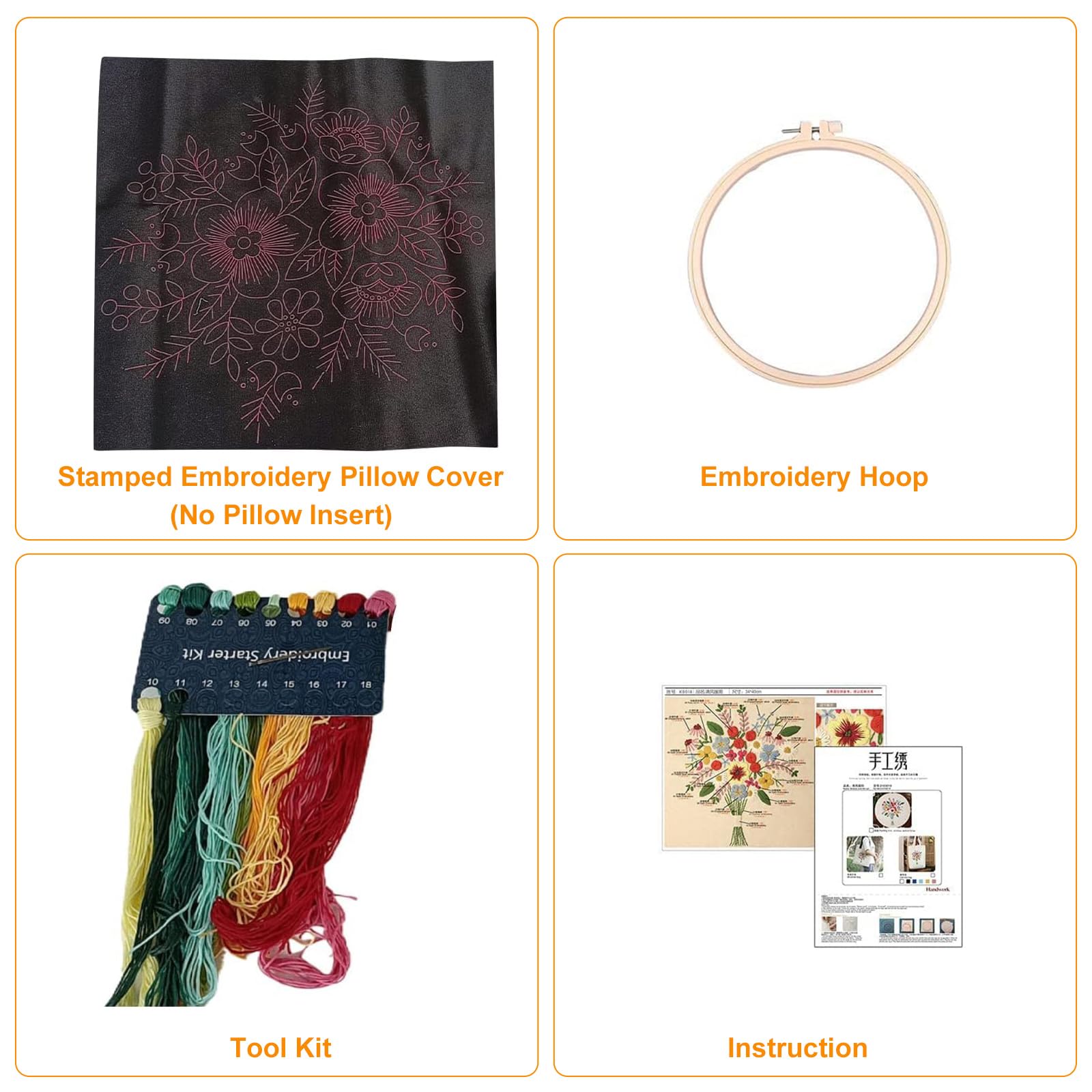 Embroidery Kit Pillowcase DIY Kit Cushion Cover Pillow Cover Embroidery Kit - Image 3