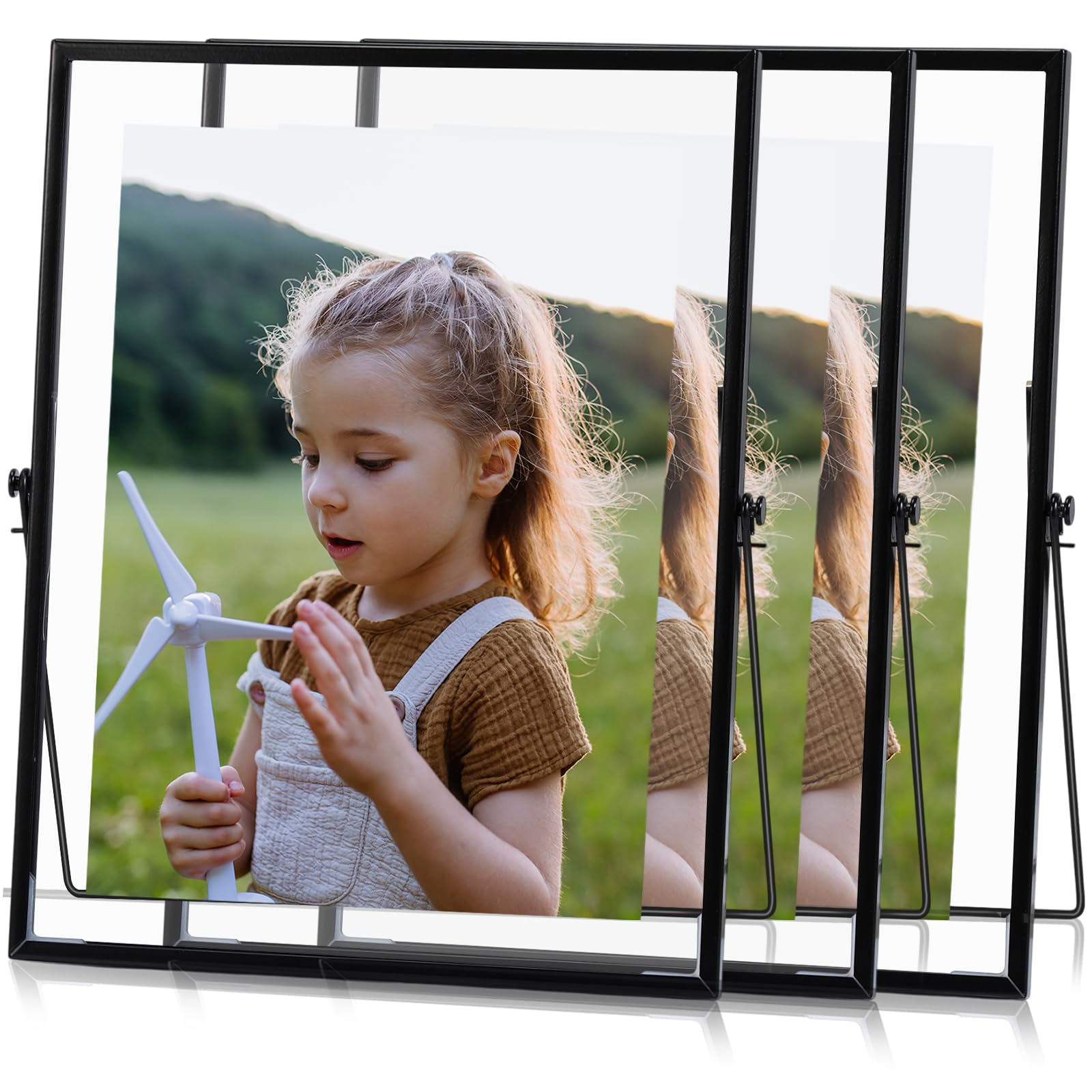 Photo 1 of **MISSING SOME PIECES**Amyhill 3 Set Black Floating Picture Frame 10x12 Inch for Picture Sizes 8x10, 5x7, 6x8, Vertical Tabletop Display Metal Floating Frame Classy Gift for Wedding Birthday Christmas Home Office Decor