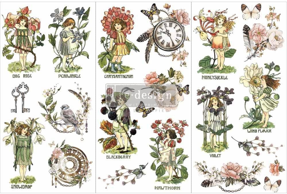 Redesign with PrimaDecor Small Transfers – Flower Children – 3 Sheets, 6″x12″ 655350657147 Rub on Transfers for Furniture Home Decor Furniture Transfer Furniture Tattoo Wall Stickers 3D Wall Decal