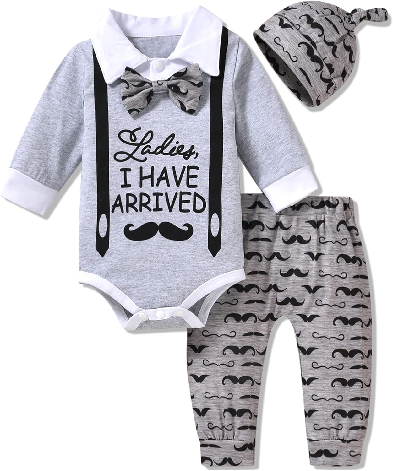 Aalizzwell Preemie Newborn Infant Baby Boys Clothes Bodysuit Romper Pants Hats Outfit Fall Winter Set