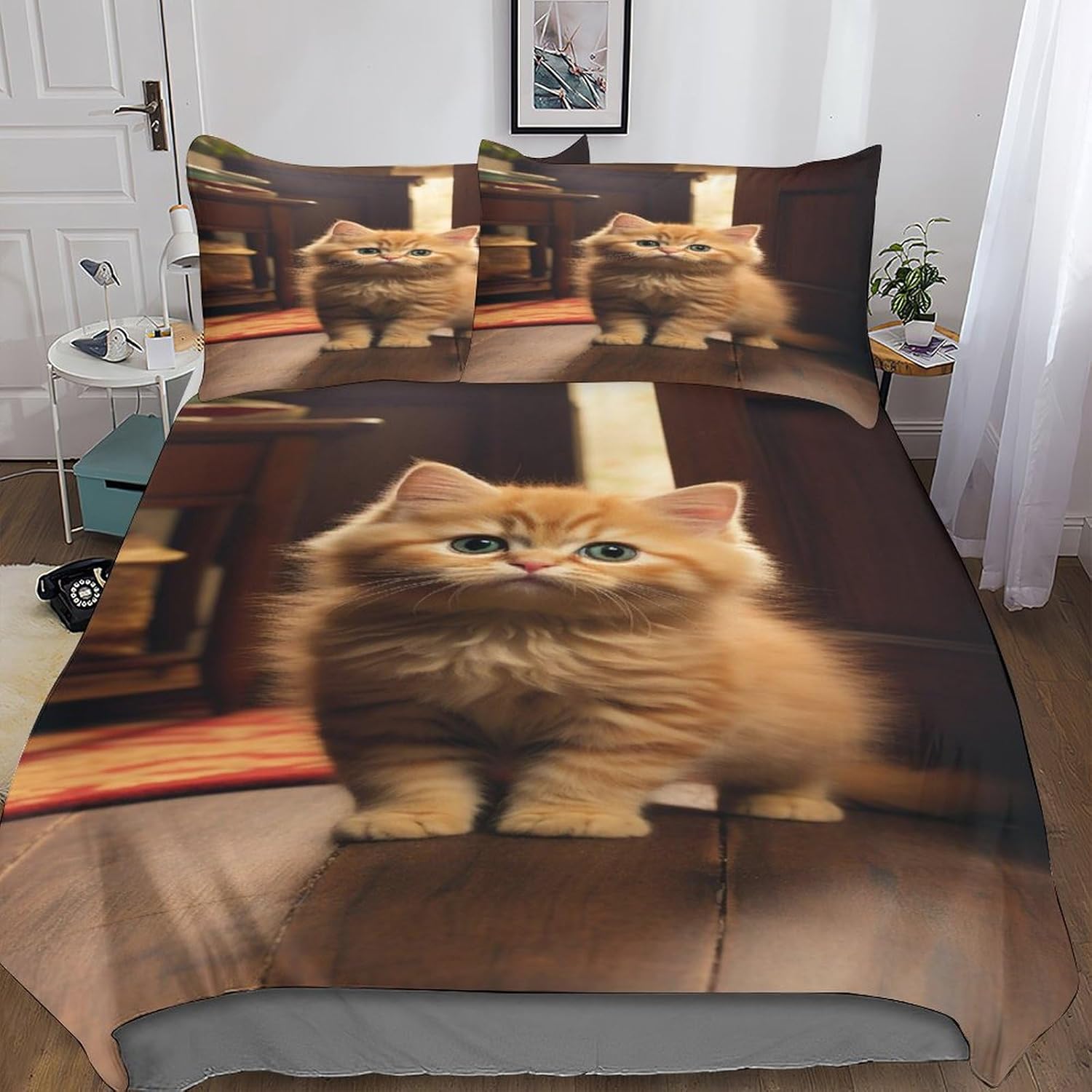 Kawaii Cute Cat Duvet Cover Set, 3D Bedding Set, Cartoon Anime Bed Set