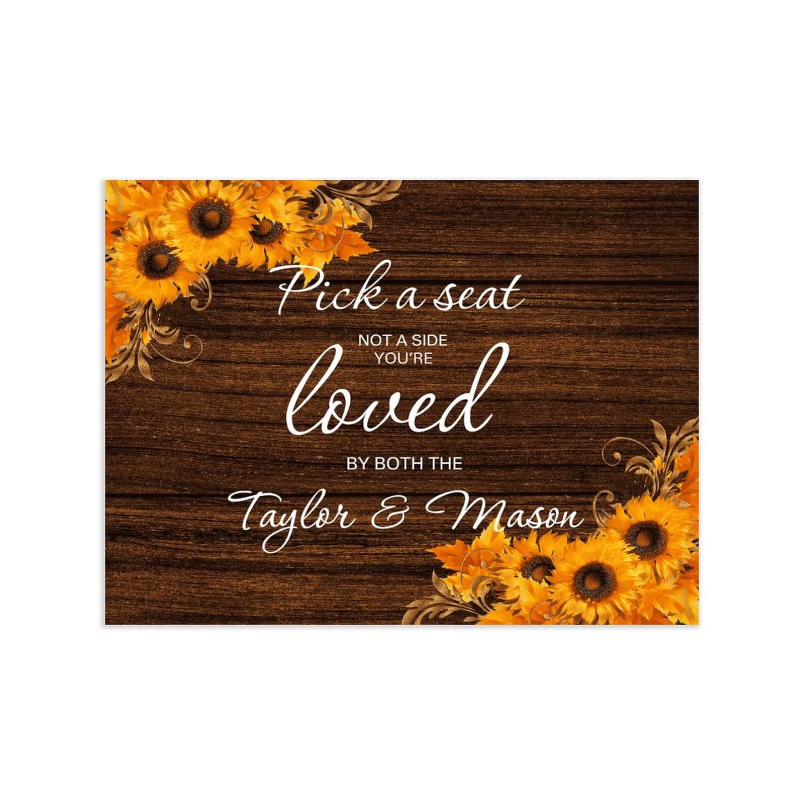 Rustikales Hochzeits-Willkommensschild, Pick A Seat Not A Side Holz-Hochzeitsschild, niedliches Probe-Abendessen, Hochzeitsschilder, Dekoration, Holzschild, Hochzeitsempfang, Poster für Zeremonie,