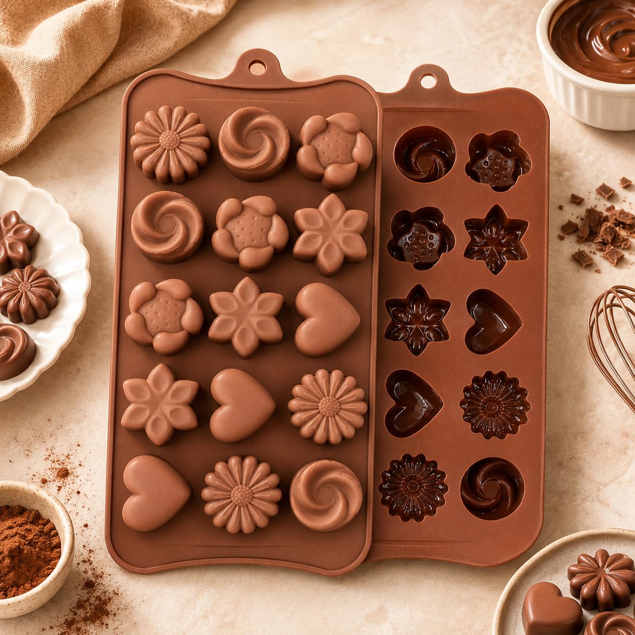 Chocolate Silicon Mould, Random Design Chocolate Mould for Baking Making Chocolates (Mix Mould)-image-28