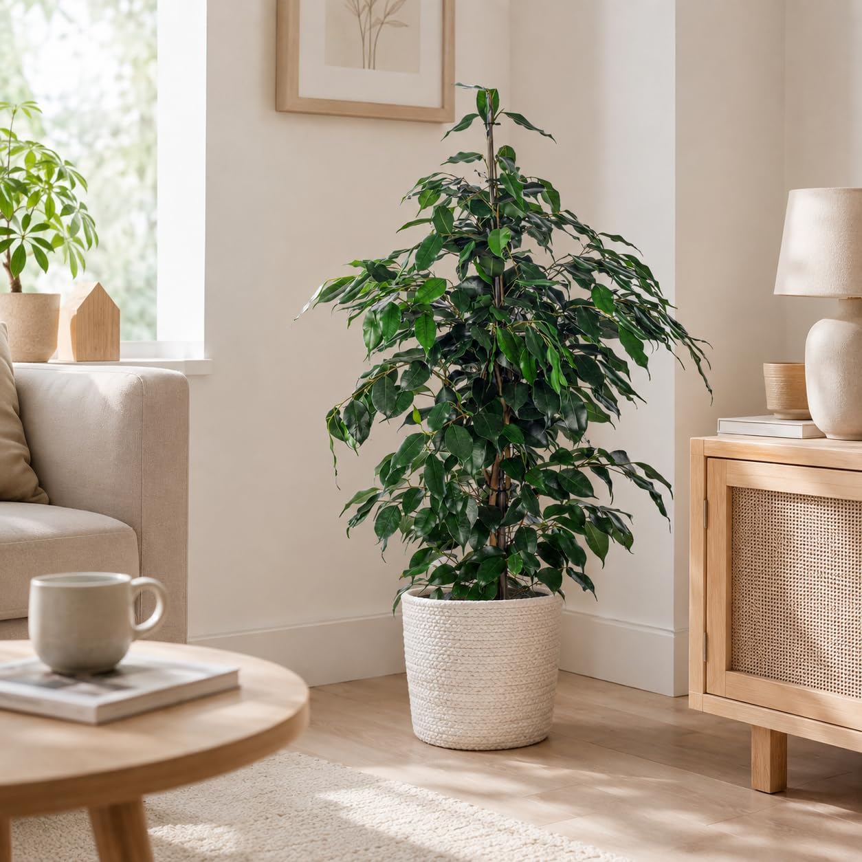 Ficus benjamini - pianta d'appartamento facile da curare, Ficus benjamini - altezza ca. 100 cm, diametro vaso 21 cm