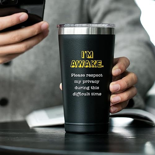 Miniatura 6 de Regalos divertidos para hombres y mujeres, vaso de café aislado de 16 onzas con tapa, color negro, regalos sarcásticos para mujeres y hombres, ideas