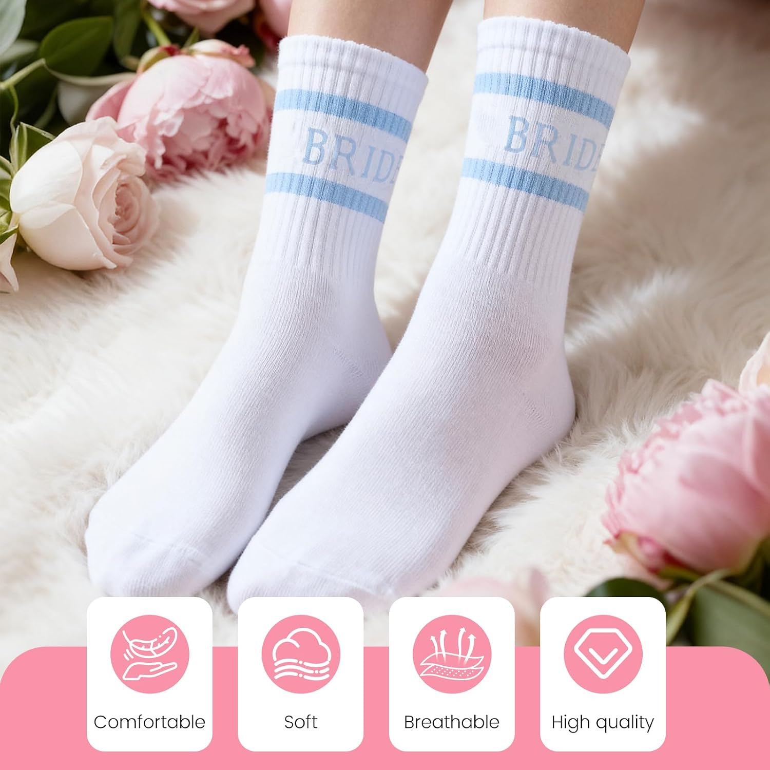 Bride Socks for Women | Bride To Be Something Blue Gifts