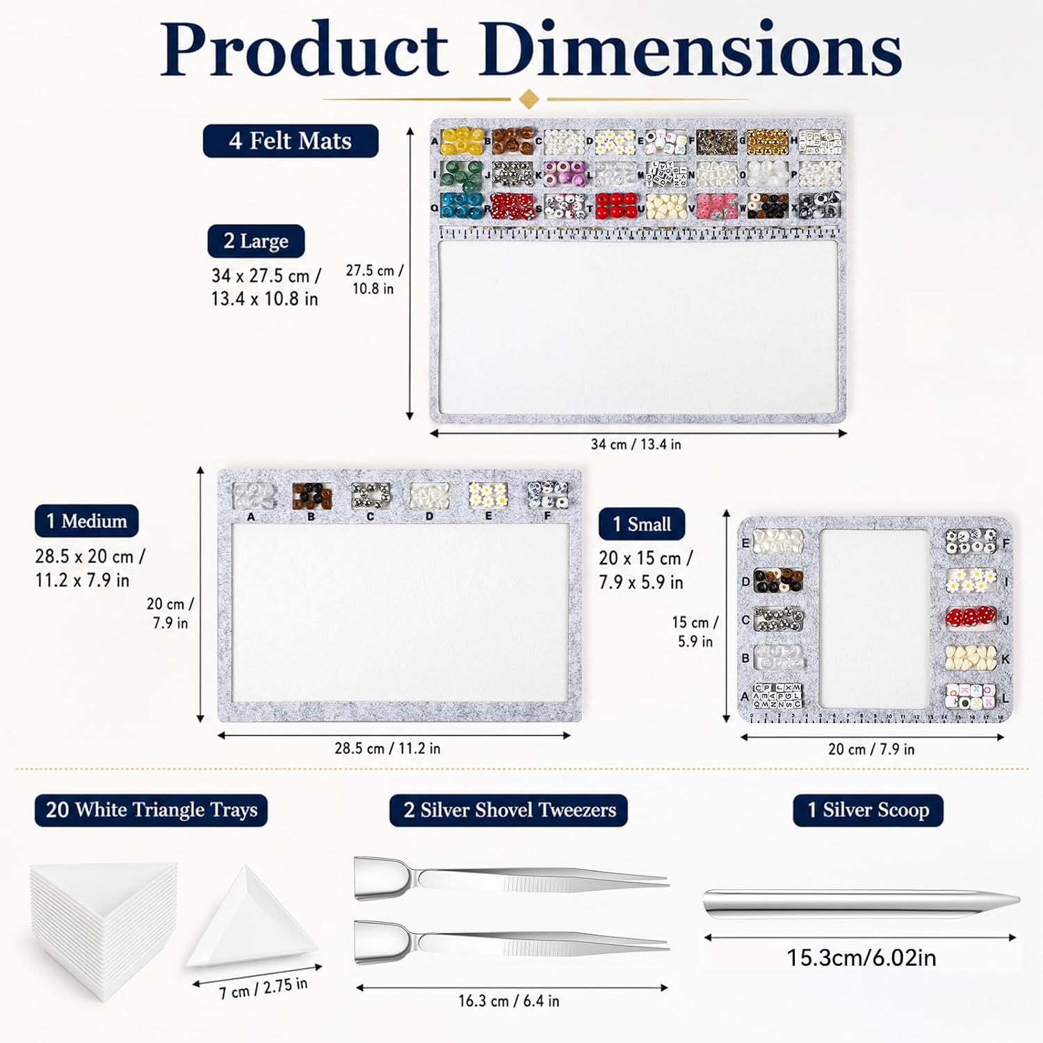 4 Pcs Bead Mat Large Rectangle Felt Beading Mat with Centimeter Scale