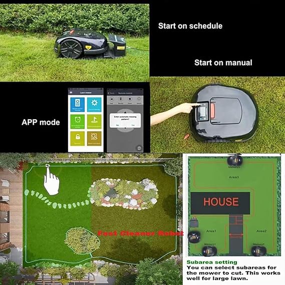 Fully Automatic Intelligent Lawn Mower, Lawn Mower Robot with APP Control, Automatic Grass Mower for 800㎡ Lawn, Automatic Charging Wifi Smartphone for Lawn/Garden