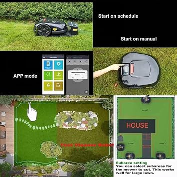Fully Automatic Intelligent Lawn Mower, Lawn Mower Robot with APP Control, Automatic Grass Mower for 800㎡ Lawn, Automatic Charging Wifi Smartphone for Lawn/Garden
