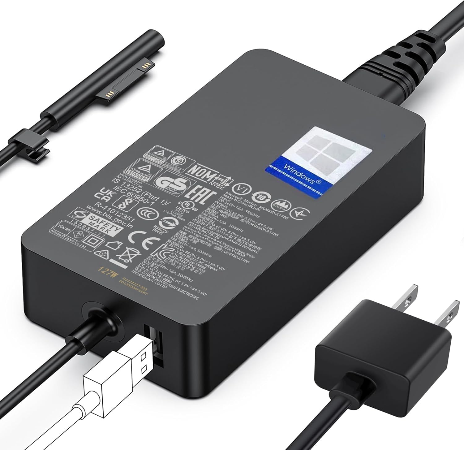 Surface Charger,127W Microsoft Surface Charger for Surface Book 1/2/3, Surface Laptop Studio, Surface Pro 3/4/5/6/7/7+/8/9/10/11/12, Surface Laptop 2/3/4/5/6/7, Surface Go, Surface LaptopGo