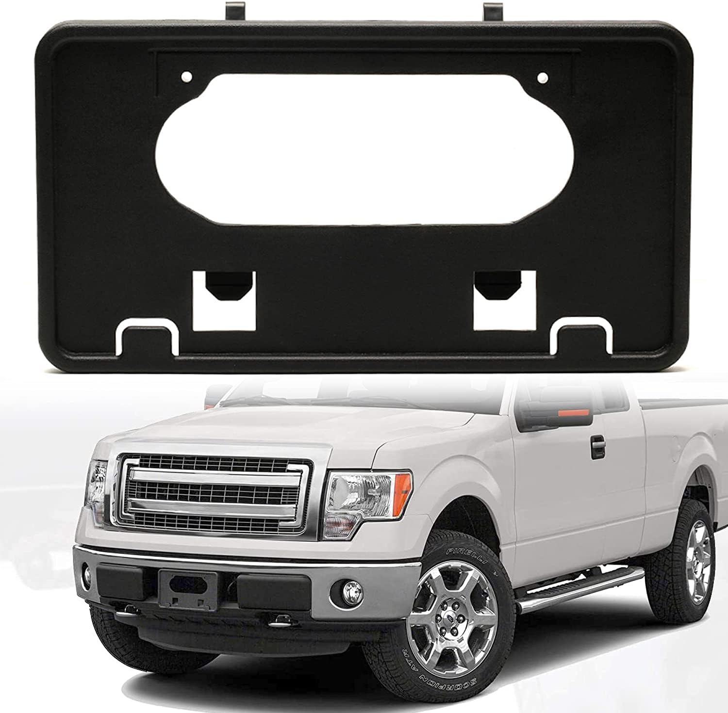 ASOOLL License Plate Bracket Only Fits for Ford F150 2009-2014 Front License Plate Frame Bracket Holder Black Bumper Mounting 9L3Z-17A385-A