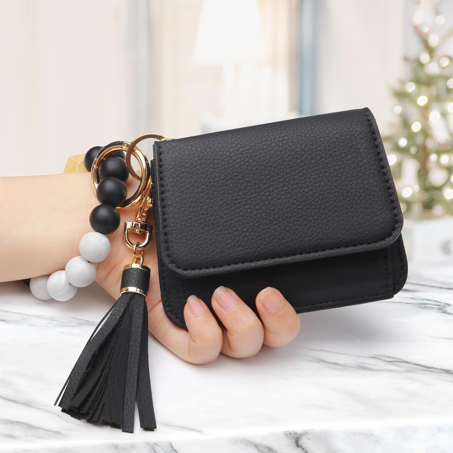 Keychain Wallet RFID Wristlet Wallets for Women,Small Wallets Woman Key Chain Wallet with Coin Pocket and Id Window - Image 7