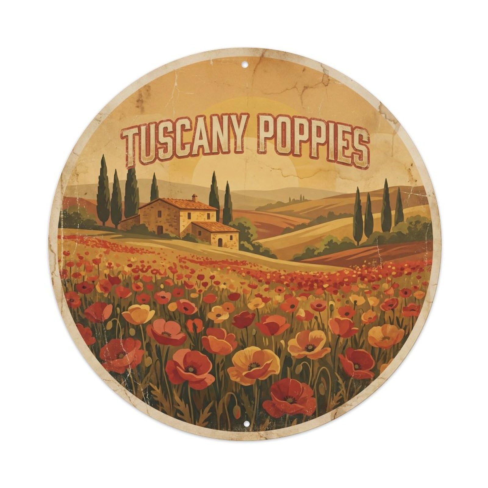 Poppy Field Scenic Route Tuscany Travel Classic Metal Tin Sign