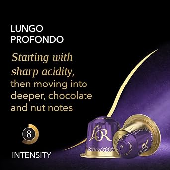 L'OR Espresso Capsules, 100 Count Profondo Lungo, Single-Serve Aluminum Coffee Capsules Compatible with the L'OR BARISTA System & *Nespresso Original Machines