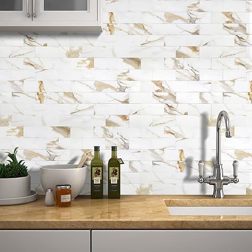Vista 139 de STICKGOO 10 hojas de azulejos de metro para despegar y pegar, azulejos de pared para salpicaduras de cocina, azulejos de pared de PVC para Pizarra